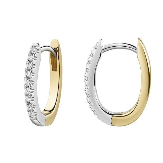 Klappcreolen 925/- Sterling Silber vergoldet (teil) 1,5cm Zirkonia