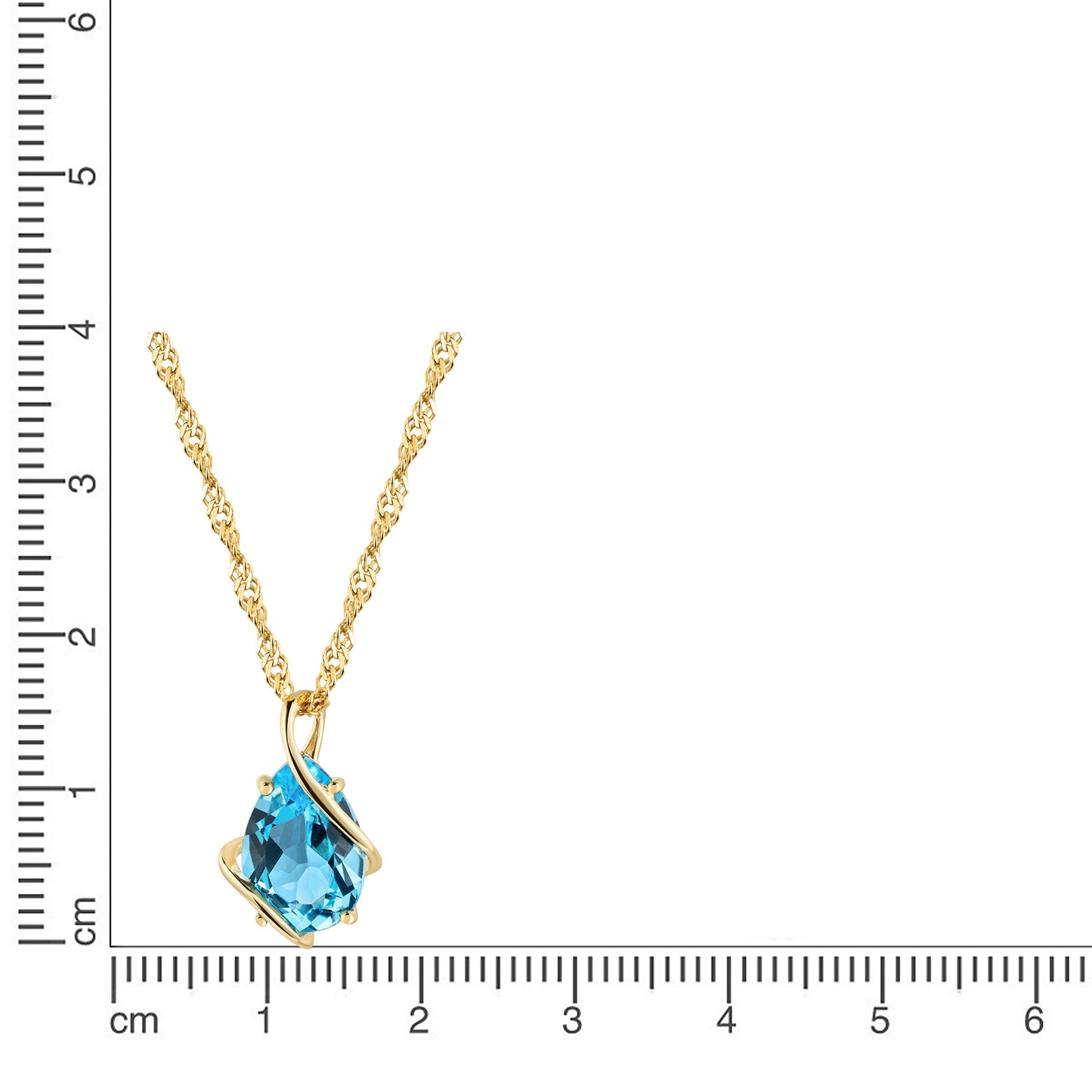 Anhänger mit Kette Singapurkette 375/- Gold 43cm Blautopas beh.