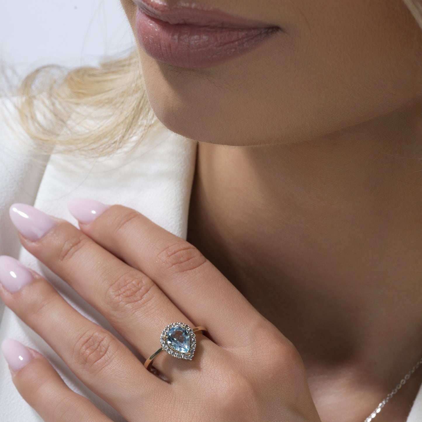 Ring 585/- Gold Blautopas beh.