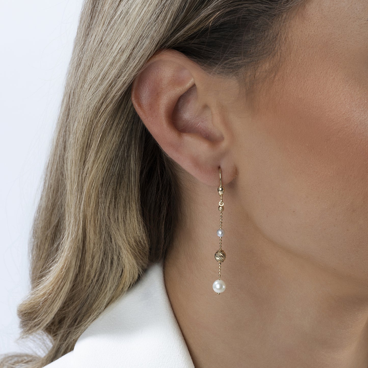 Ohrringe 585/- Gold 5,7cm Süßwasserzuchtperle