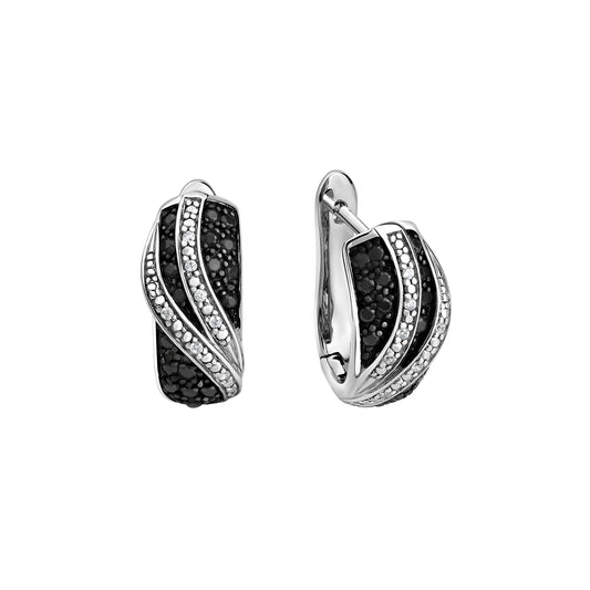 Creolen 925 Sterling Silber rhodiniert Zirkonia 925/- Sterling Silber rhodiniert 1,6cm Zirkonia