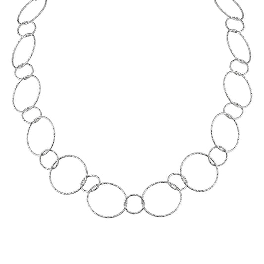 Collier 925 Silber rhodiniert Fantasiekette 925/- Sterling Silber rhodiniert 85cm