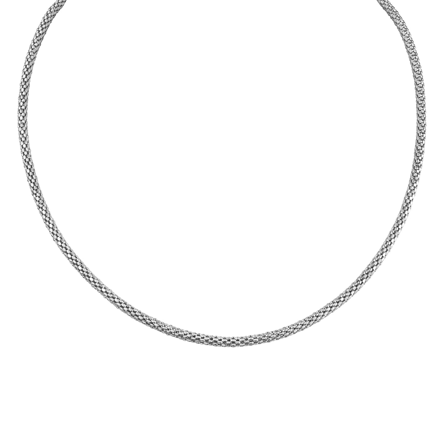 Collier 925 Silber rhodiniert Himbeerkette 925/- Sterling Silber rhodiniert 42cm