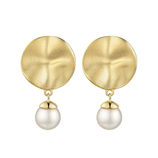 Ohrstecker 925 Sterling Silber vergoldet Perle 925/- Sterling Silber vergoldet 1,3cm