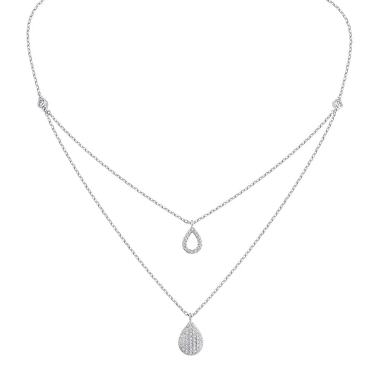 Collier 925 Silber rhodiniert Zirkonia Ankerkette 925/- Sterling Silber rhodiniert 45cm