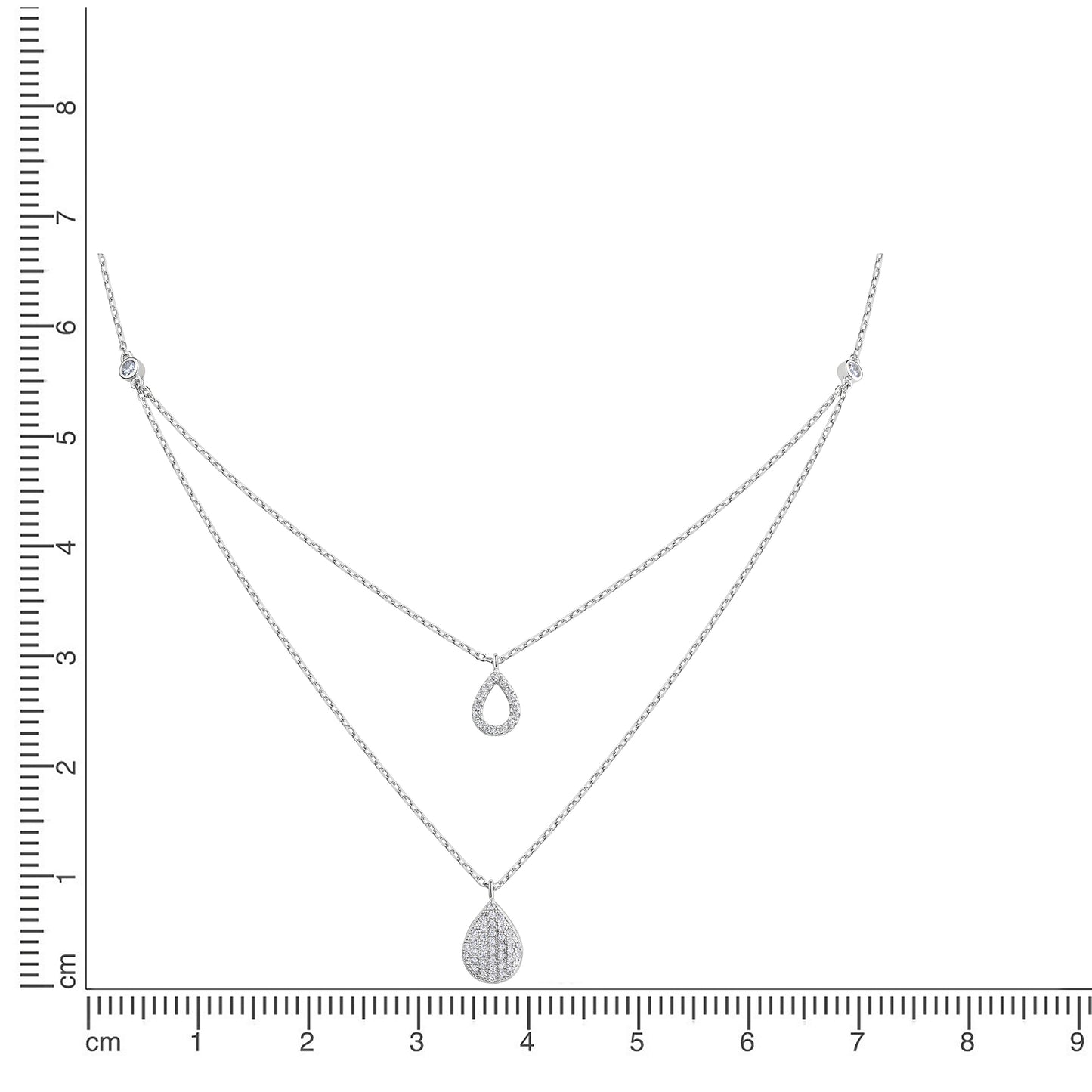 Collier 925 Silber rhodiniert Zirkonia Ankerkette 925/- Sterling Silber rhodiniert 45cm