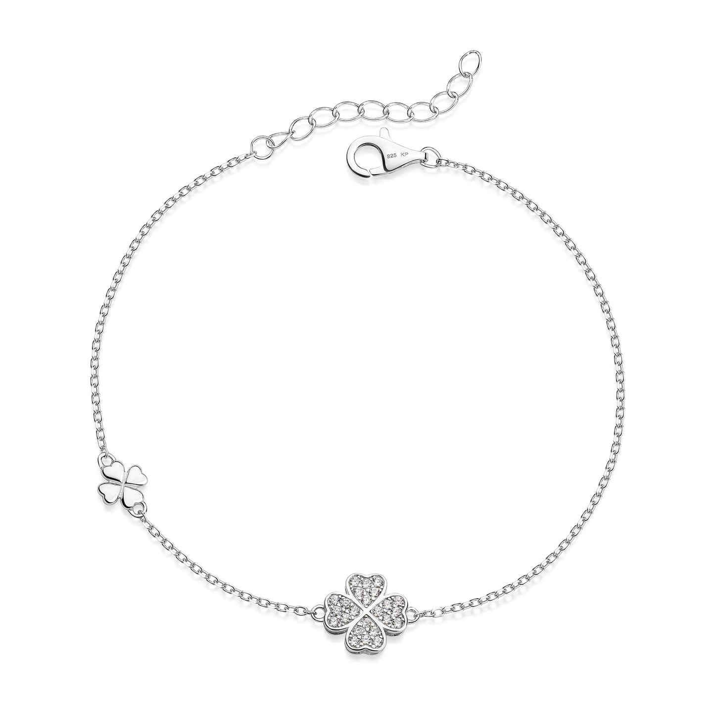 Armband 925 Silber rhodiniert Zirkonia Ankerkette 925/- Sterling Silber rhodiniert 17,5cm Zirkonia