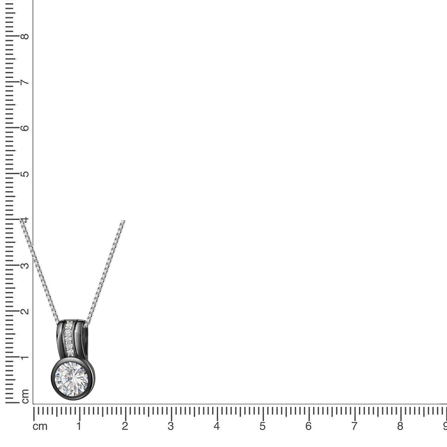 Anhänger mit Kette 925 Silber rhodiniert/schwarz Zirkonia Venezianerkette 925/- Sterling Silber rhodiniert 42cm Zirkonia