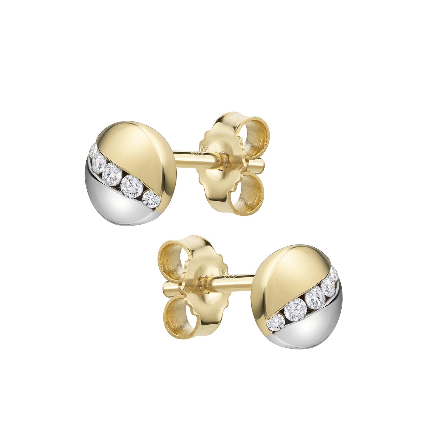 Ohrstecker 375 Gelbgold bicolor Zirkonia 375/- Gold 5,5cm Zirkonia