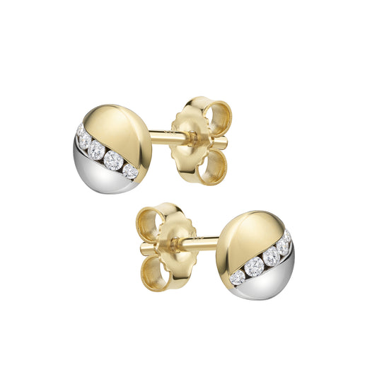 Ohrstecker 375 Gelbgold bicolor Zirkonia 375/- Gold 5,5cm Zirkonia