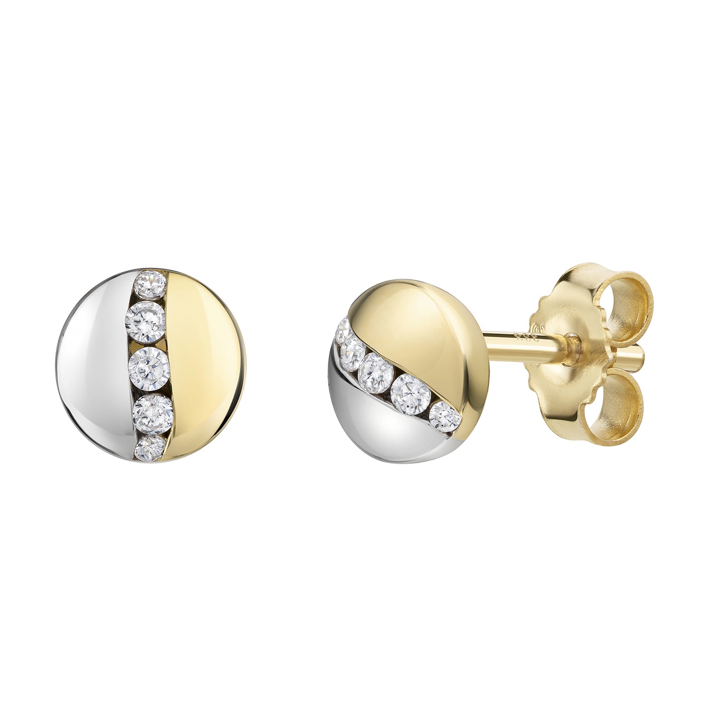 Ohrstecker 375 Gelbgold bicolor Zirkonia 375/- Gold 5,5cm Zirkonia