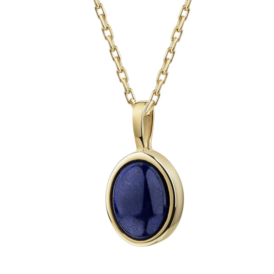 Anhänger mit Kette 375 Gelbgold Lapis Ankerkette 375/- Gold 42cm Lapislazuli