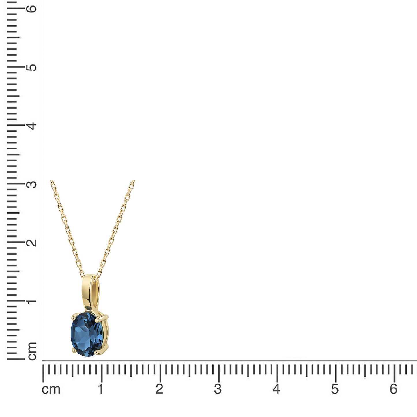 Anhänger mit Kette 375 Gelbgold Blautopas (beh) Ankerkette 375/- Gold 42cm Blautopas beh.