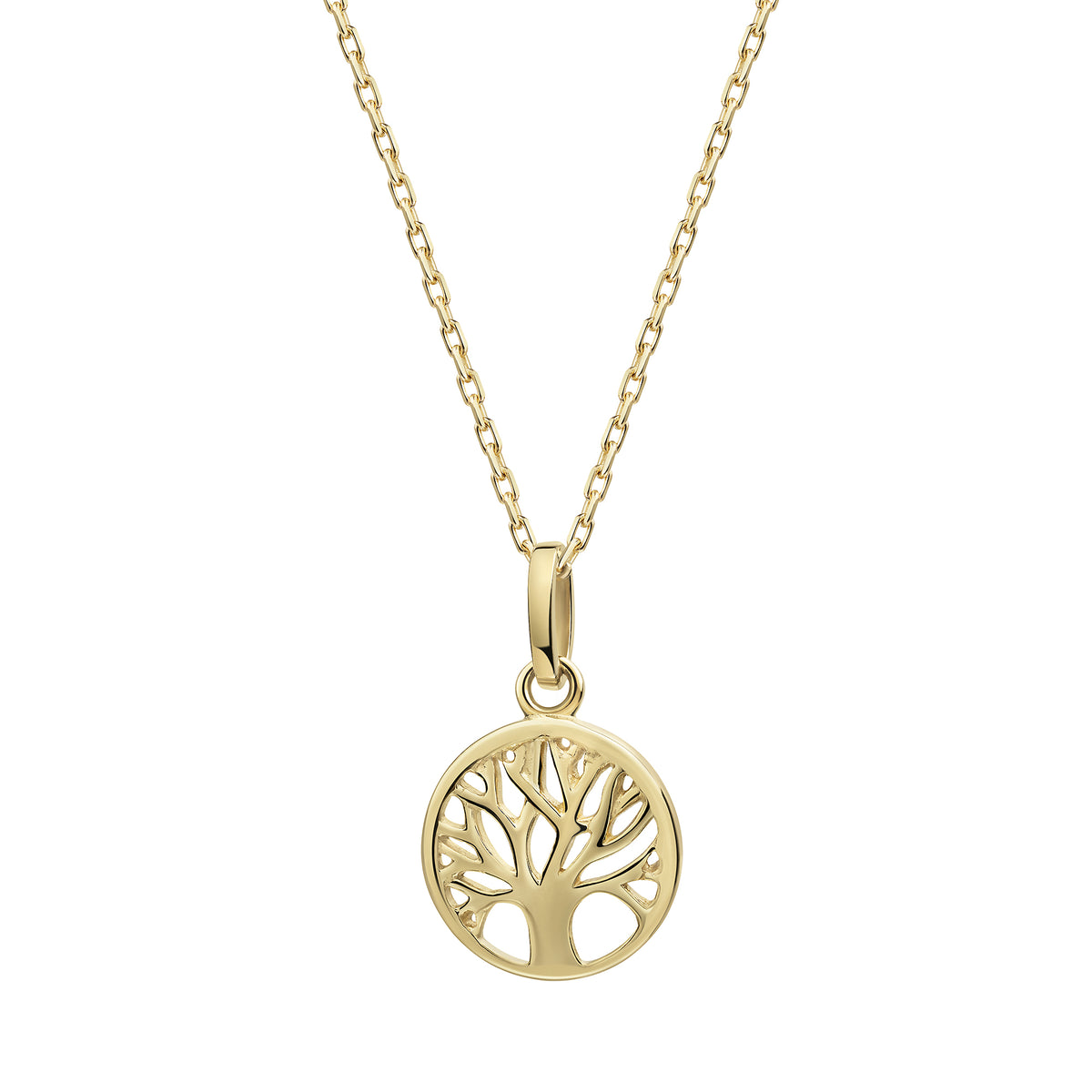 Anhänger mit Kette 375 Gelbgold Lebensbaum Ankerkette 375/- Gold 42cm ohne