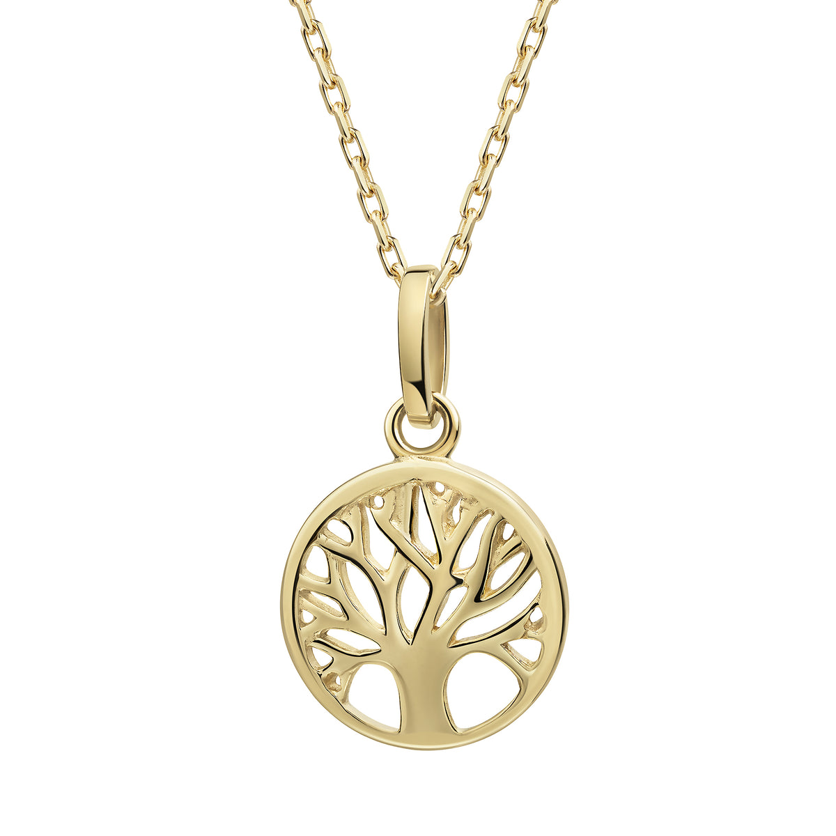 Anhänger mit Kette 375 Gelbgold Lebensbaum Ankerkette 375/- Gold 42cm ohne
