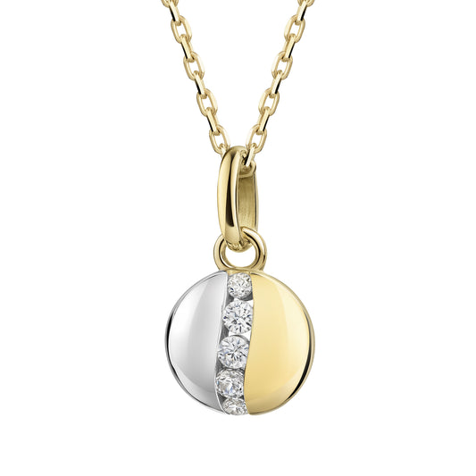 Anhänger mit Kette 375 Gelbgold Zirkonia Ankerkette 375/- Gold 42cm Zirkonia