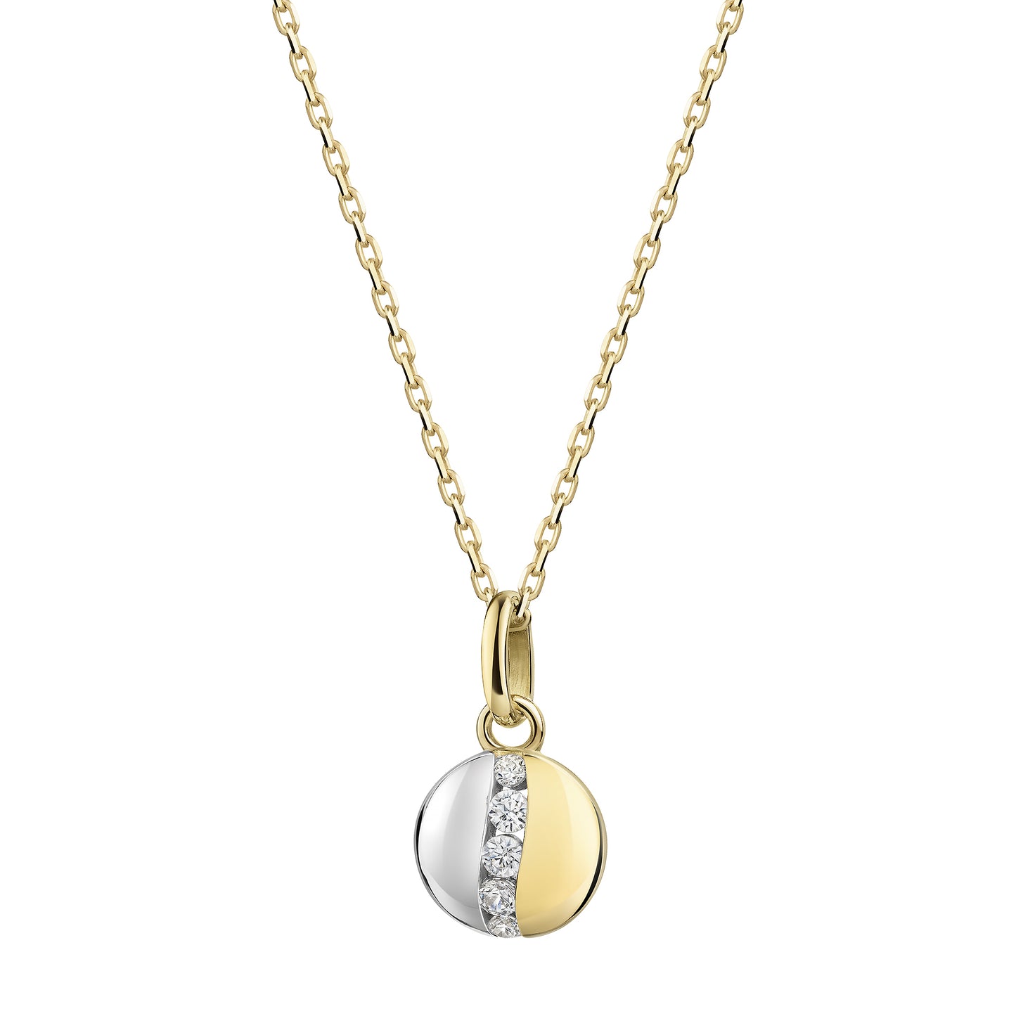 Anhänger mit Kette 375 Gelbgold Zirkonia Ankerkette 375/- Gold 42cm Zirkonia