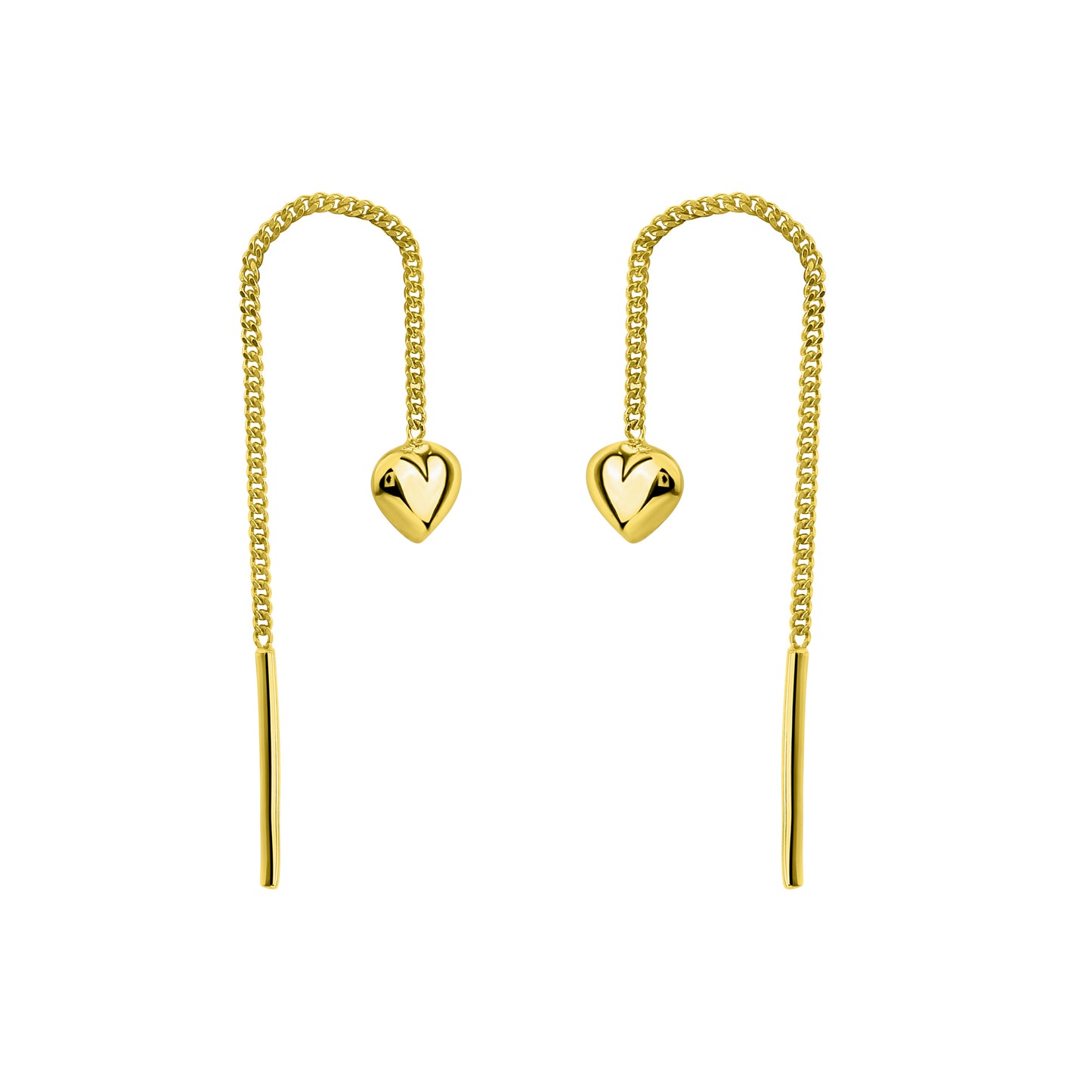 Durchzieh-Ohrring 375 Gelbgold Herz 375/- Gold 5,5cm ohne