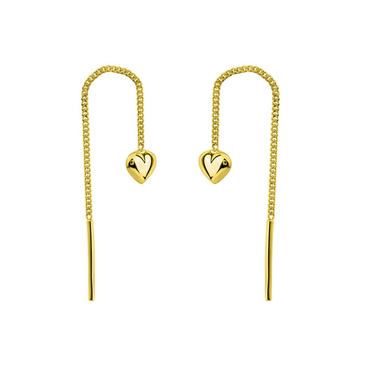 Durchzieh-Ohrring 375 Gelbgold Herz 375/- Gold 5,5cm ohne