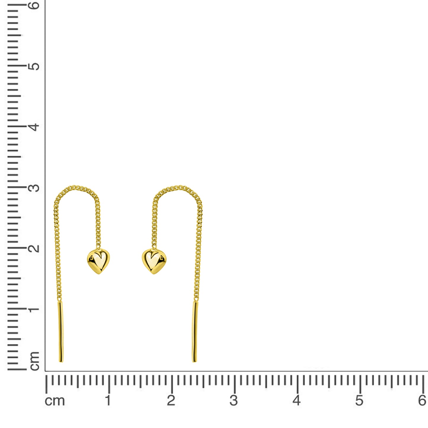 Durchzieh-Ohrring 375 Gelbgold Herz 375/- Gold 5,5cm ohne