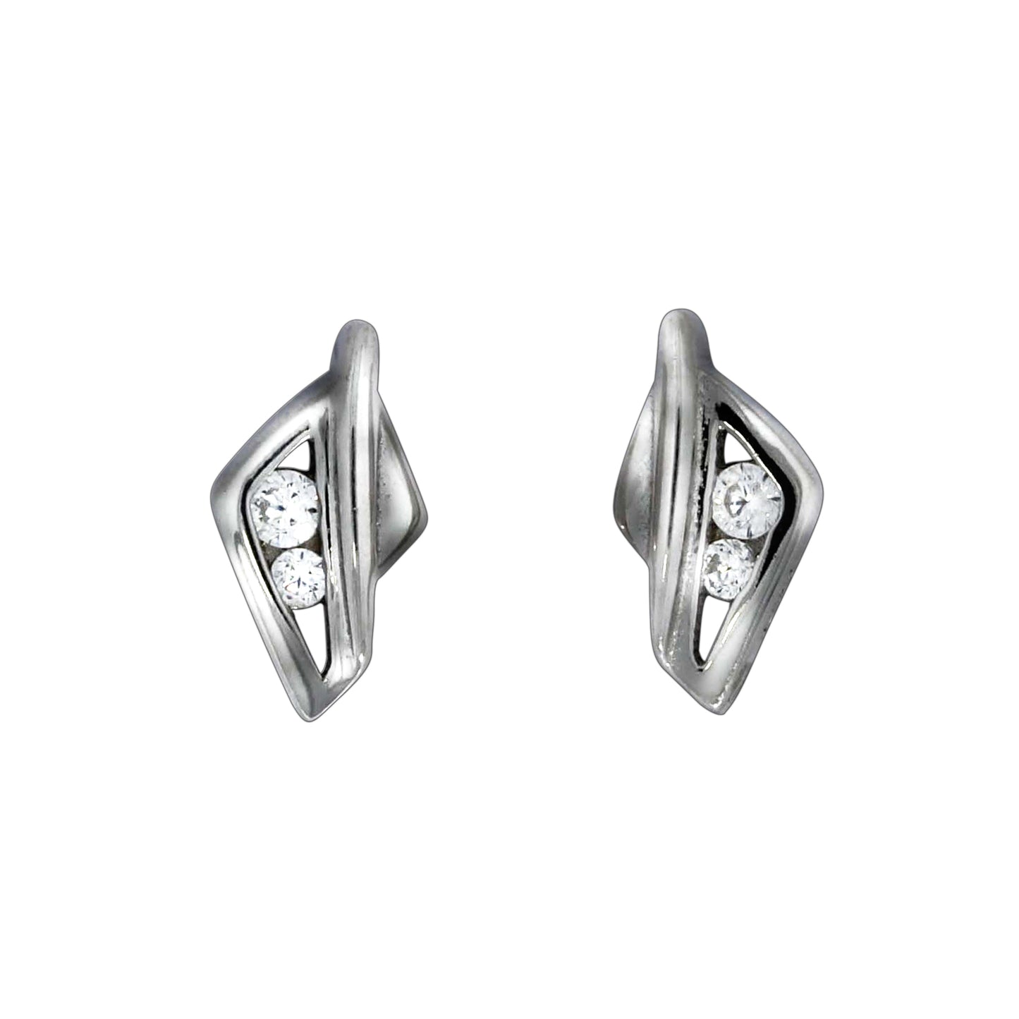 Ohrstecker 925/- Sterling Silber rhodiniert 0,95cm Zirkonia