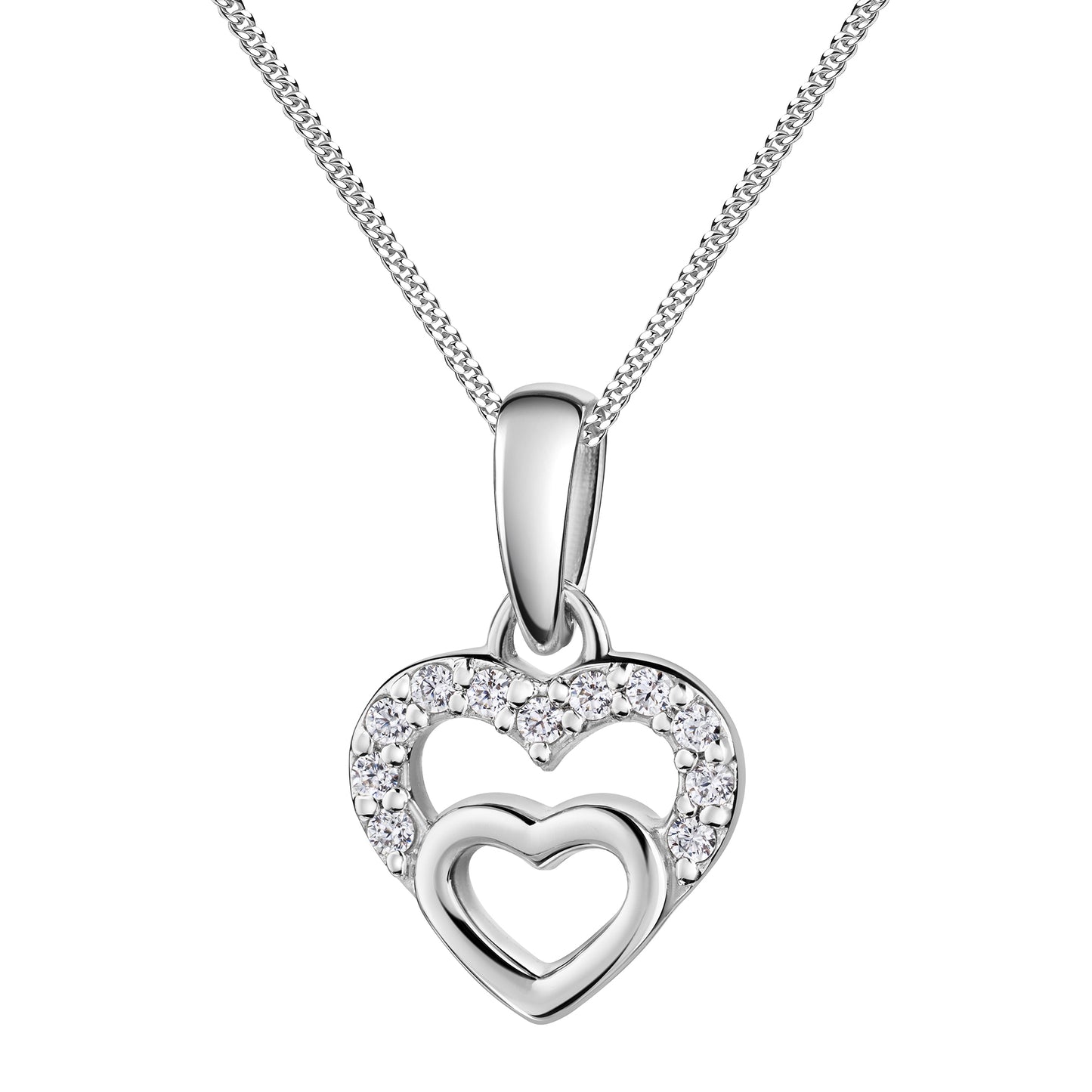 Anhänger mit Kette Panzerkette 925/- Sterling Silber rhodiniert 38,0cm Zirkonia