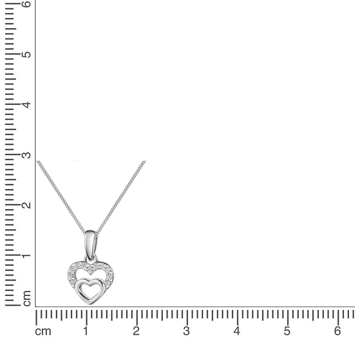 Anhänger mit Kette Panzerkette 925/- Sterling Silber rhodiniert 38,0cm Zirkonia