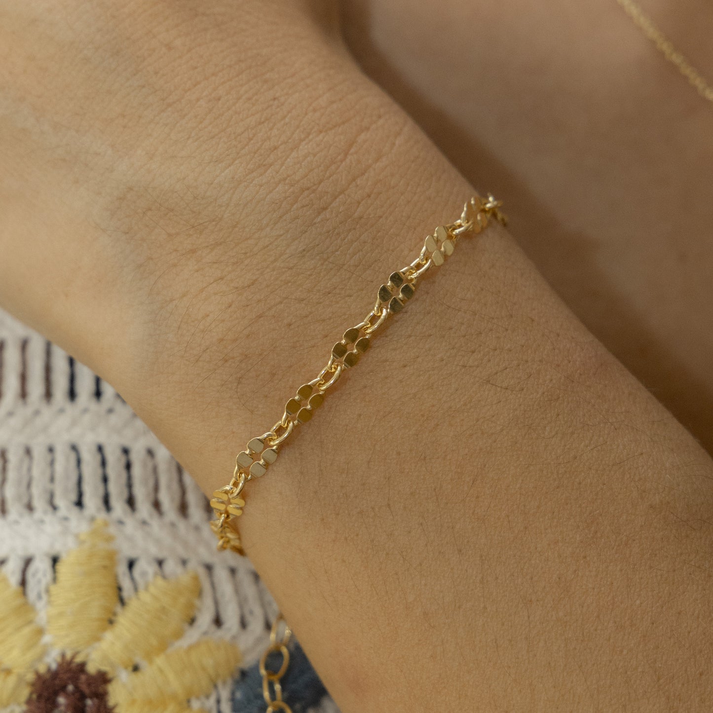 cai Armband Flachpanzerkette 925/- Sterling Silber vergoldet 19,0cm