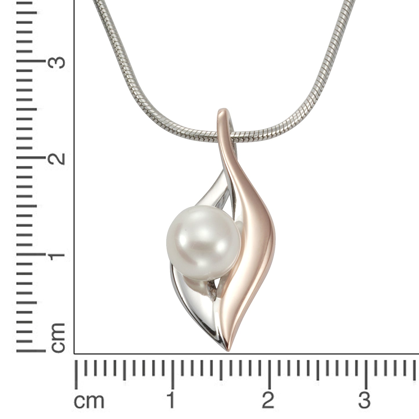 Anhänger mit Kette Schlangenkette 925/- Sterling Silber rhodiniert 47,0cm Perle