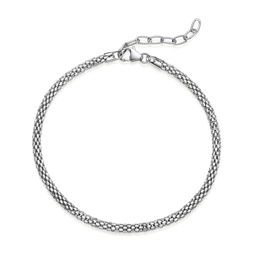 Armband 925 Silber rhodiniert Himbeerkette 925/- Sterling Silber rhodiniert 18cm Zirkonia