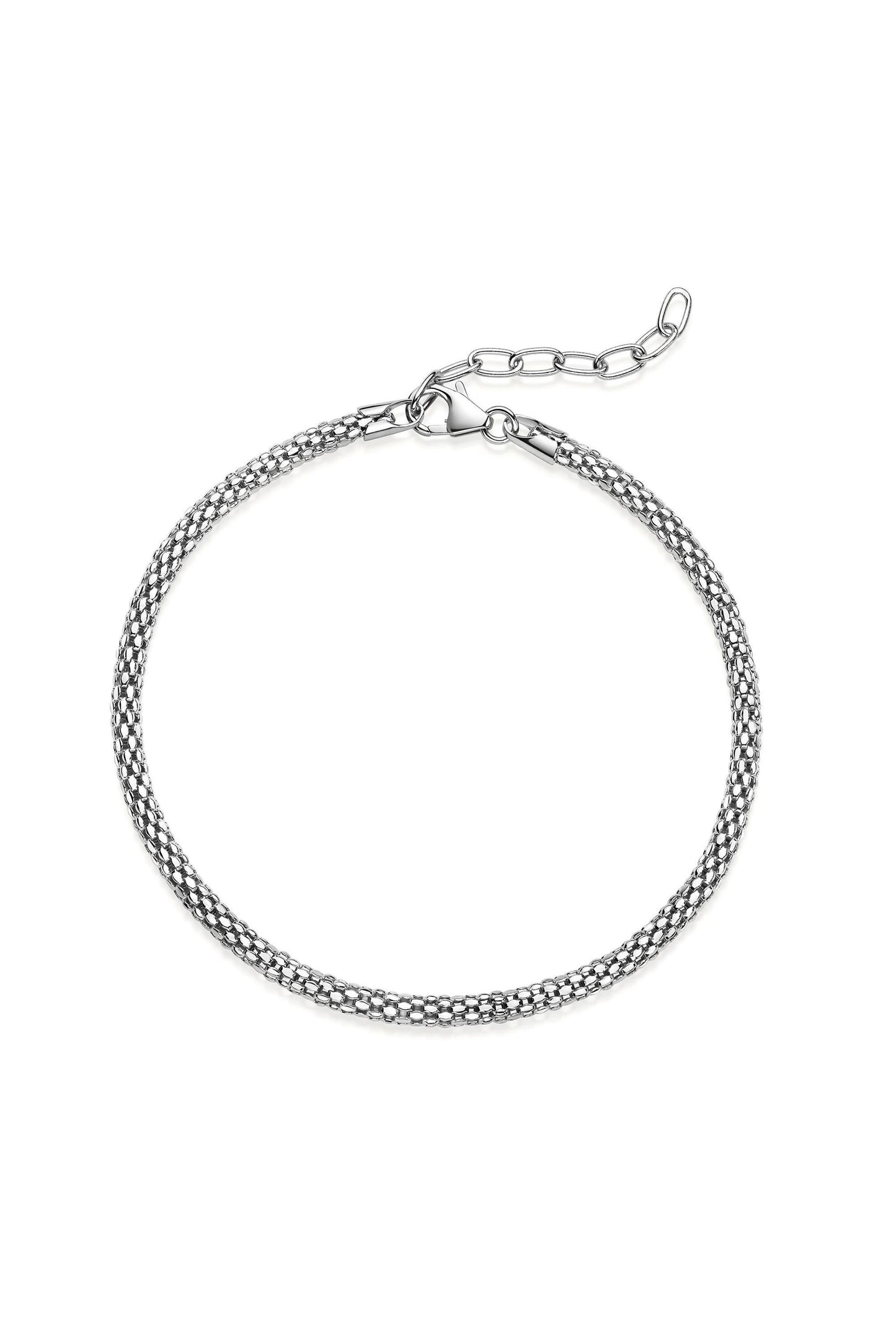 Armband 925 Silber rhodiniert Himbeerkette 925/- Sterling Silber rhodiniert 18cm Zirkonia