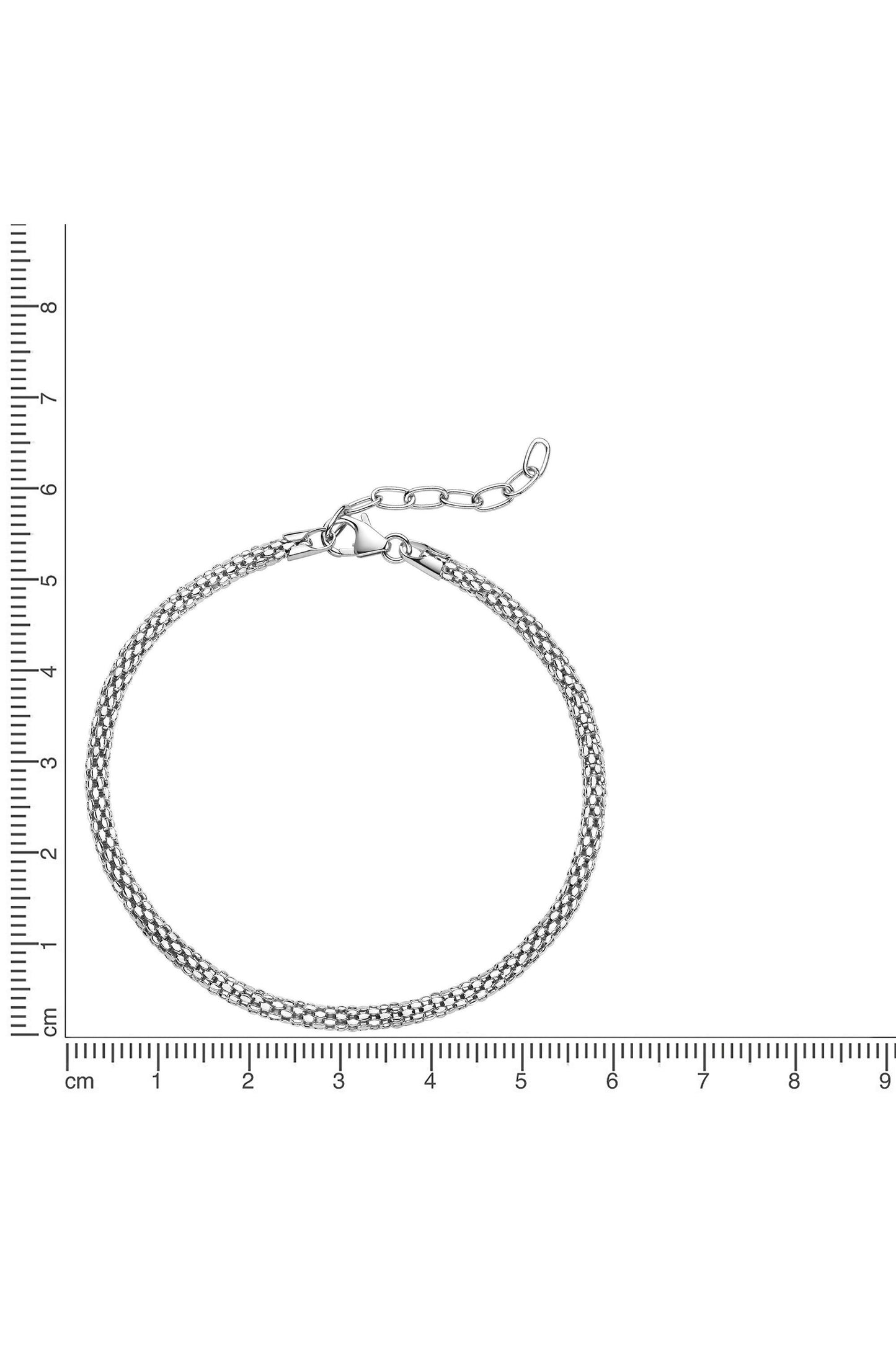 Armband 925 Silber rhodiniert Himbeerkette 925/- Sterling Silber rhodiniert 18cm Zirkonia