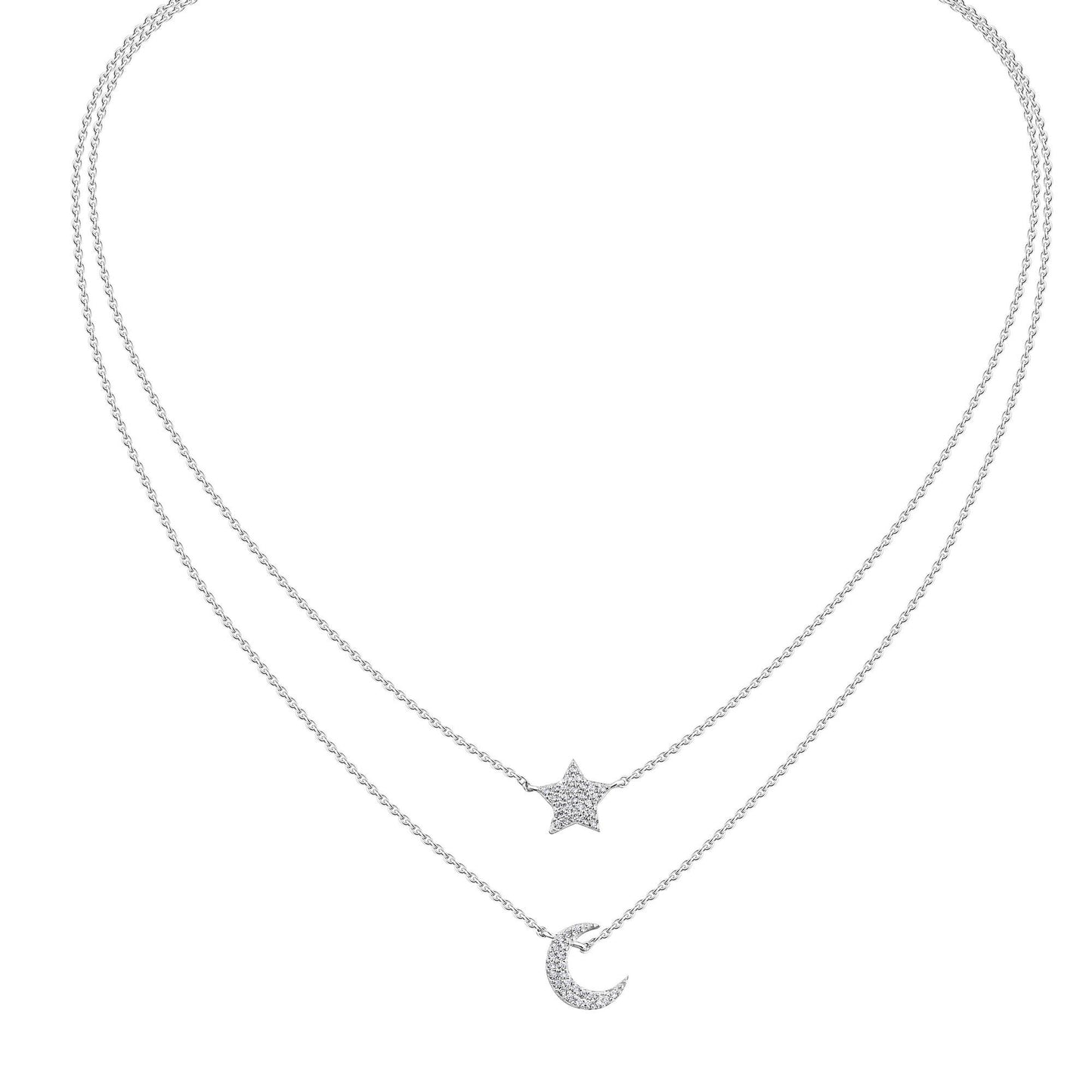 Collier 925 Silber rhodiniert Zirkonia Ankerkette 925/- Sterling Silber rhodiniert 42cm Zirkonia
