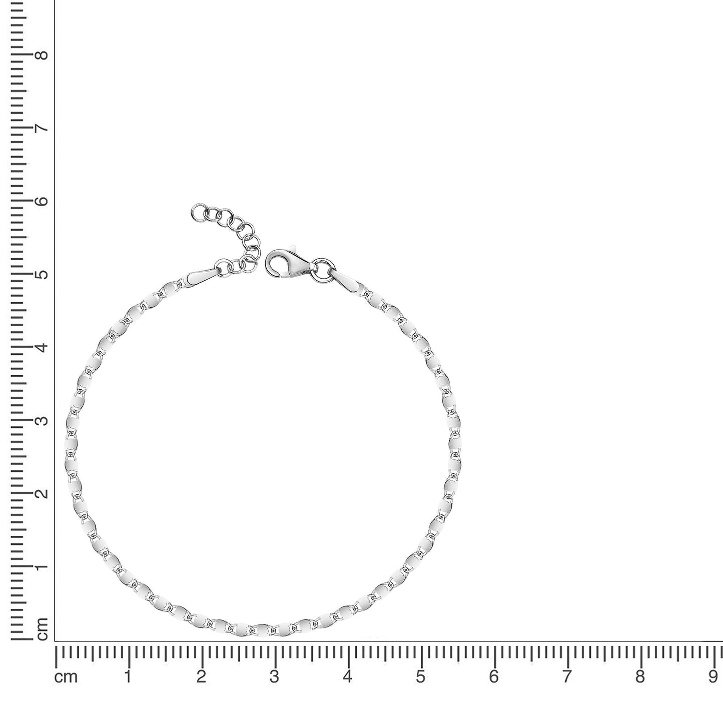 Armband 925 Silber rhodiniert Himbeerkette 925/- Sterling Silber rhodiniert 17cm Zirkonia