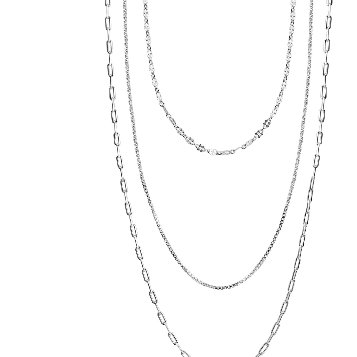 Collier 925 Silber rhodiniert Fantasiekette 925/- Sterling Silber rhodiniert 38cm