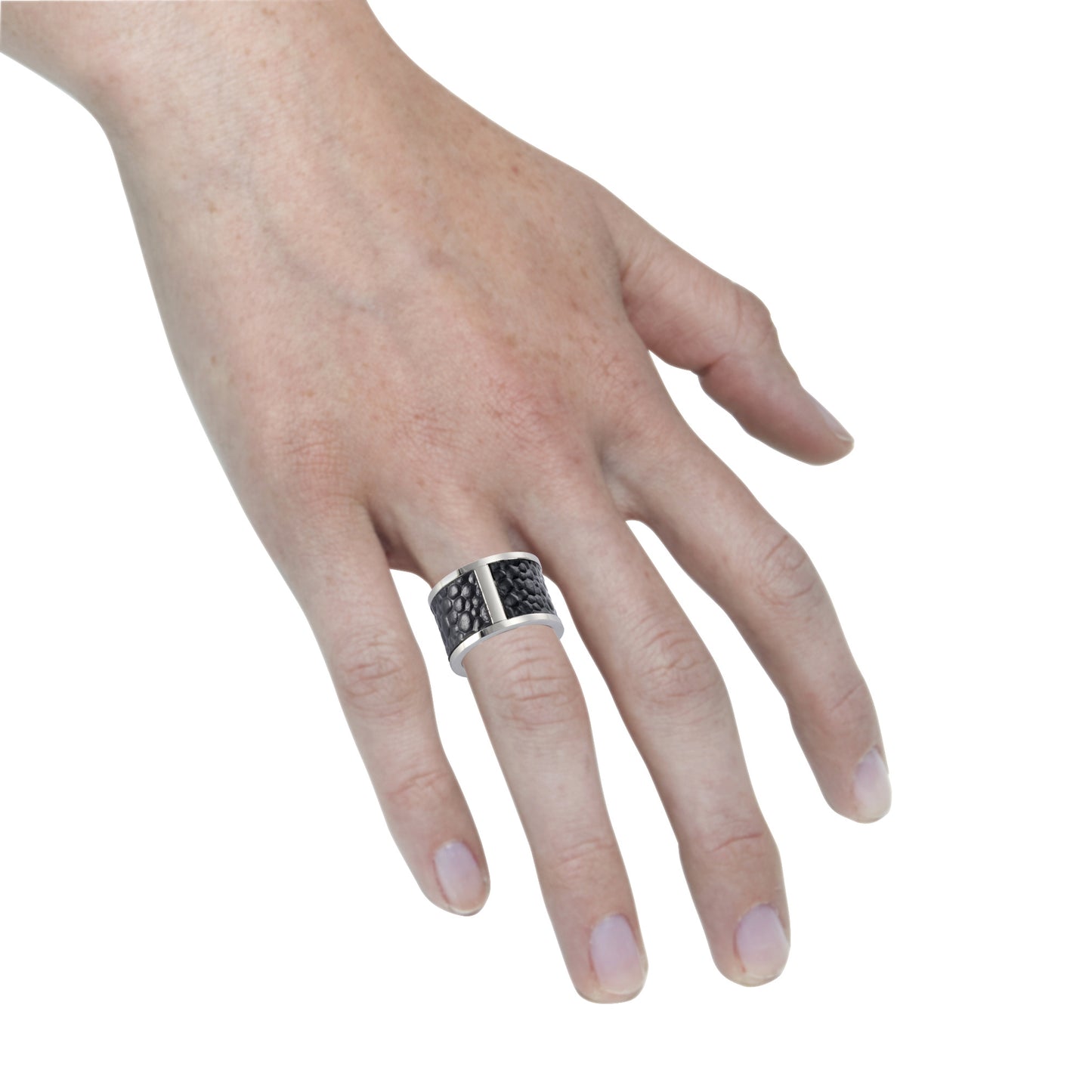 Ring Edelstahl Leder