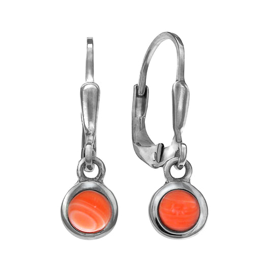 Ohrhänger 925/- Sterling Silber rhodiniert 2,2cm Koralle