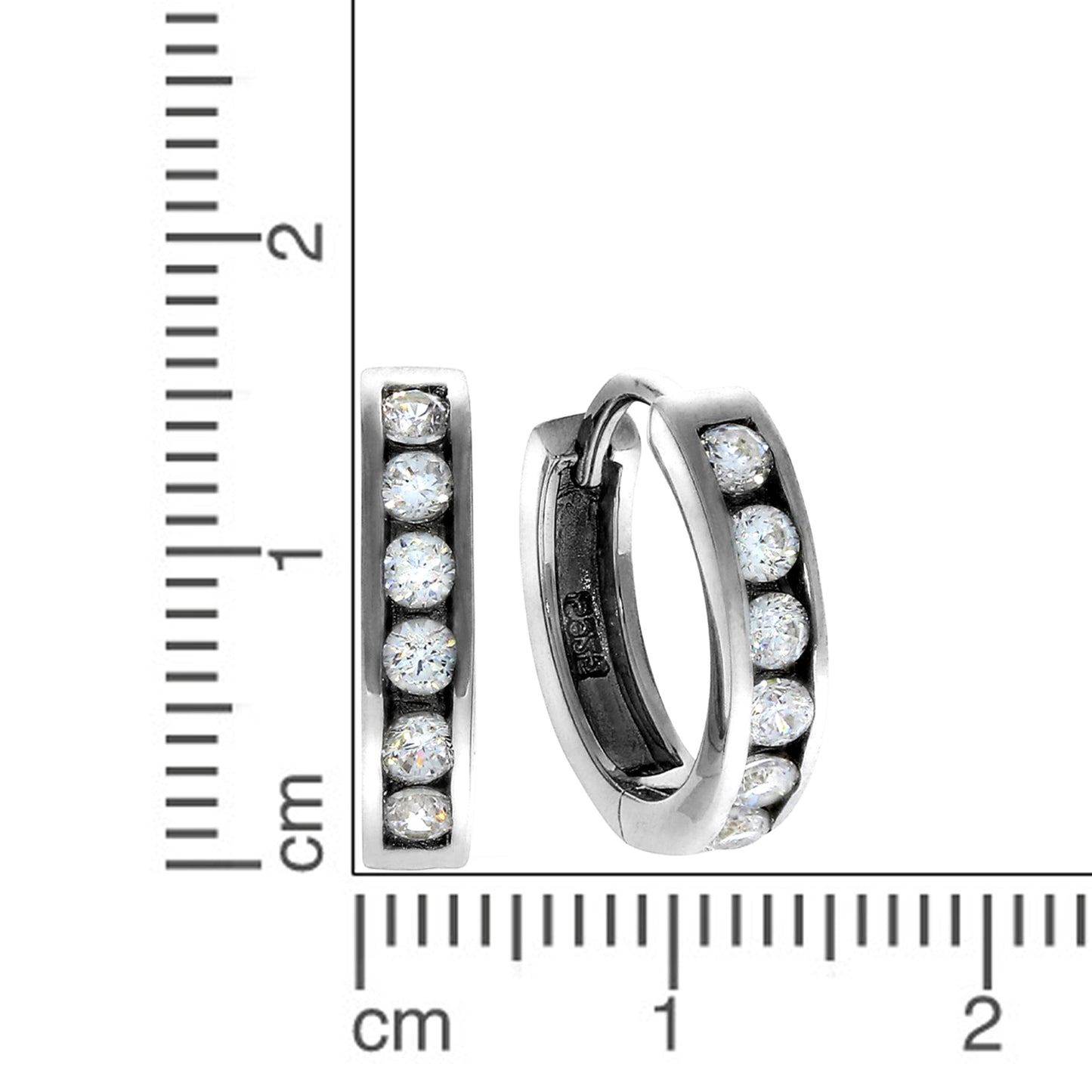 Creolen 925/- Sterling Silber rhodiniert 1,6cm Zirkonia
