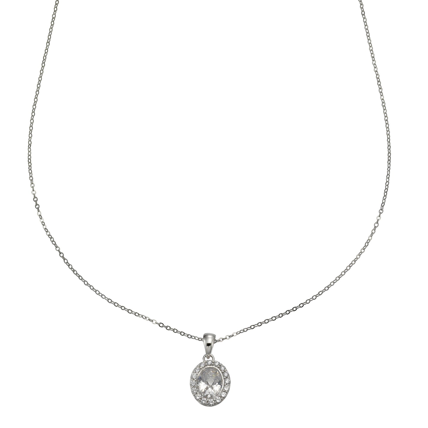 Halskette Ankerkette 925/- Sterling Silber rhodiniert 45,0cm Zirkonia