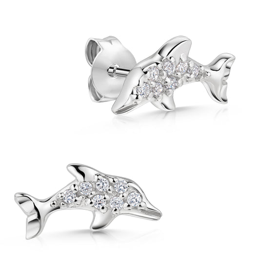 Ohrstecker 925/- Sterling Silber rhodiniert 0,5cm Zirkonia