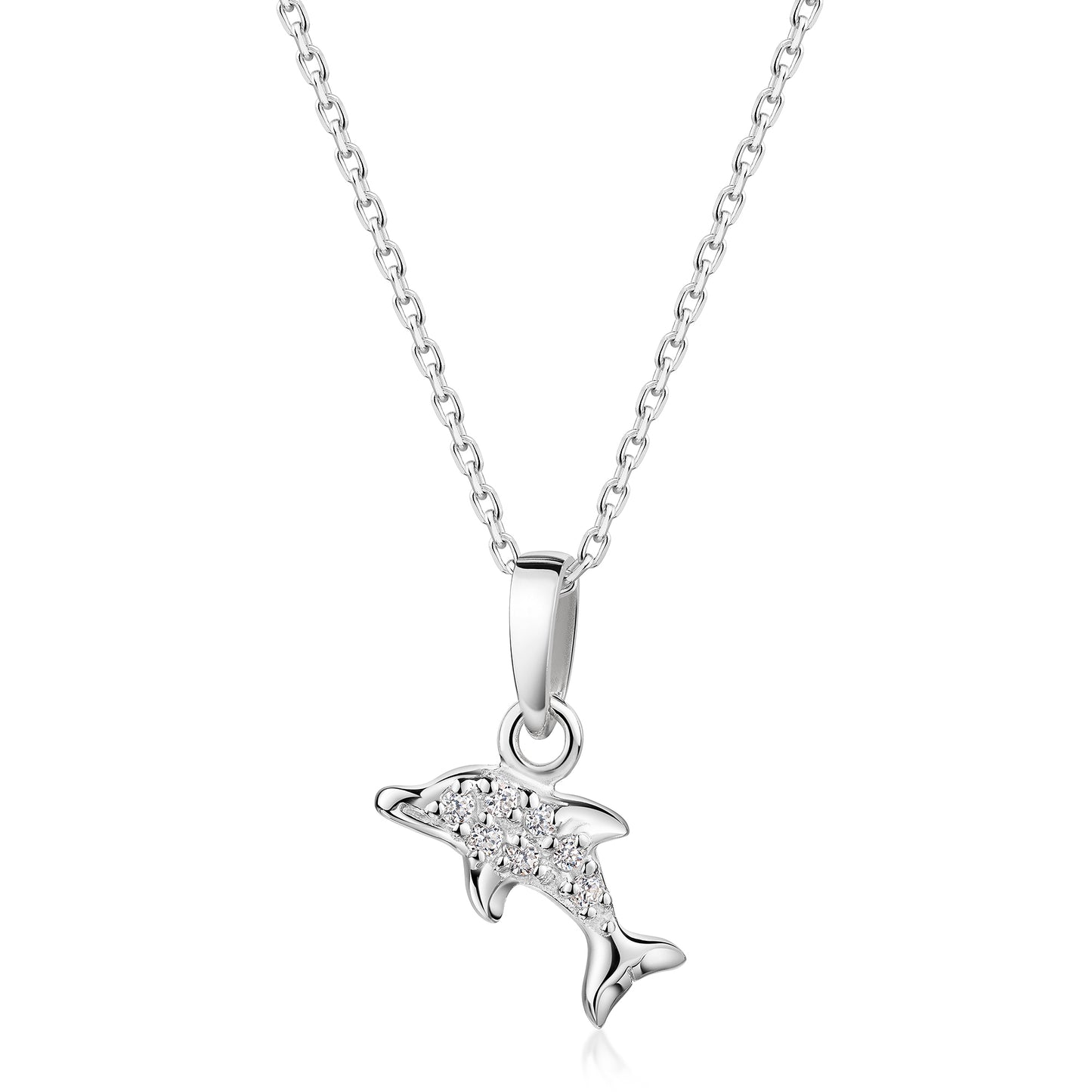 Anhänger mit Kette Ankerkette 925/- Sterling Silber rhodiniert 35+4cm Zirkonia