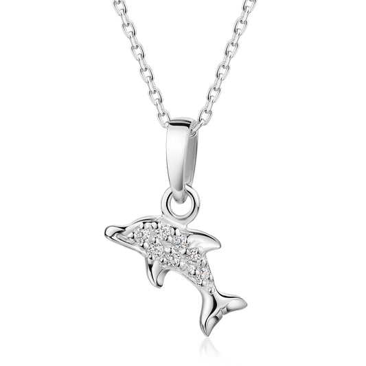 Anhänger mit Kette Ankerkette 925/- Sterling Silber rhodiniert 35+4cm Zirkonia