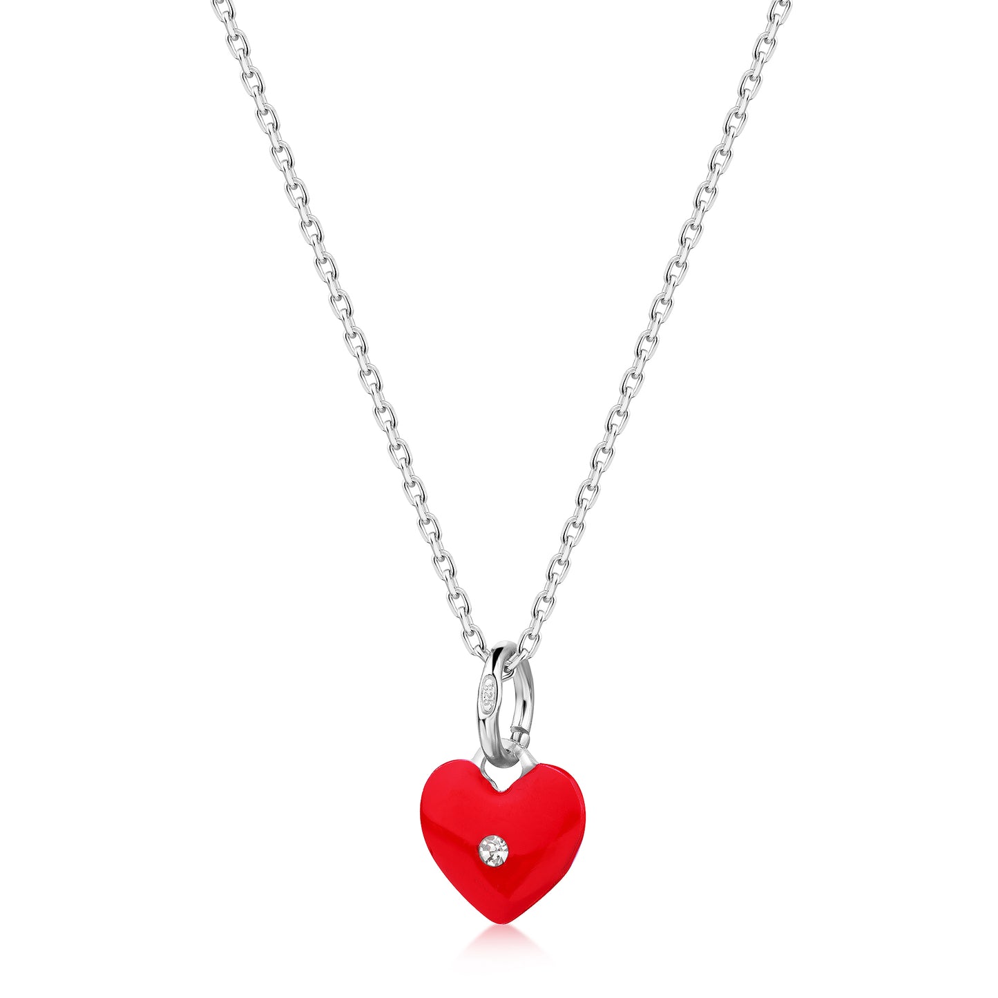 Anhänger mit Kette Ankerkette 925/- Sterling Silber rhodiniert 35+4cm Kristall