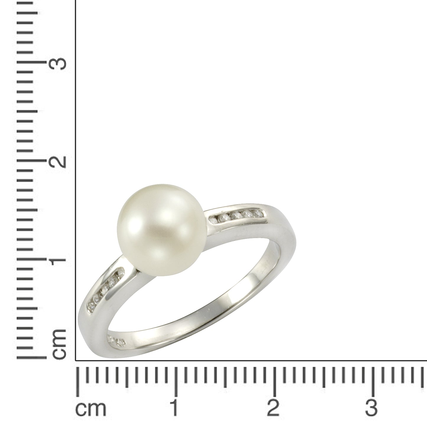 Ring 925/- Sterling Silber rhodiniert Perle