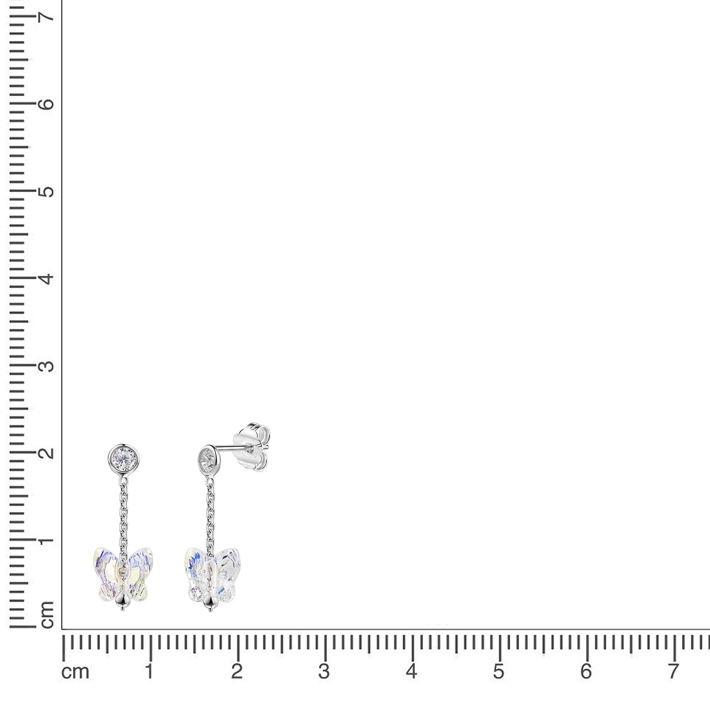Ohrstecker 925/- Sterling Silber rhodiniert 2,00cm Kristall