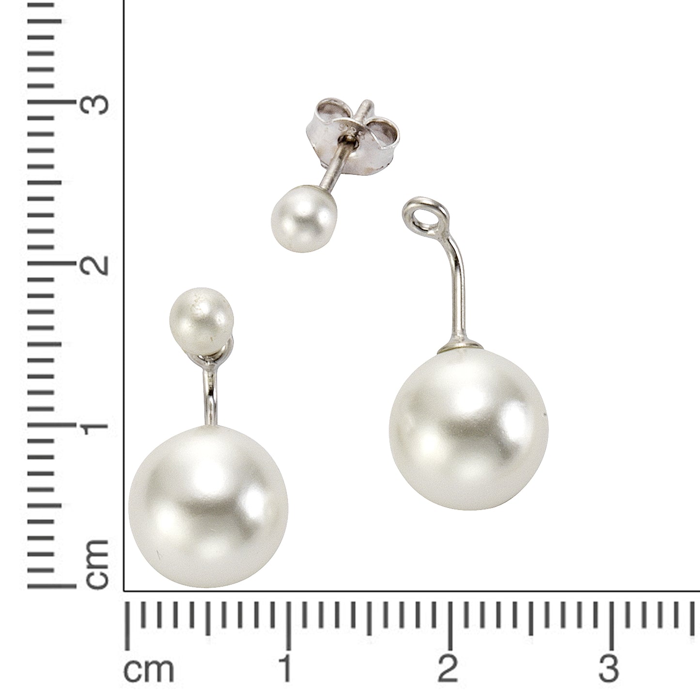 Ohrstecker 925/- Sterling Silber rhodiniert 2,0 cm Perle