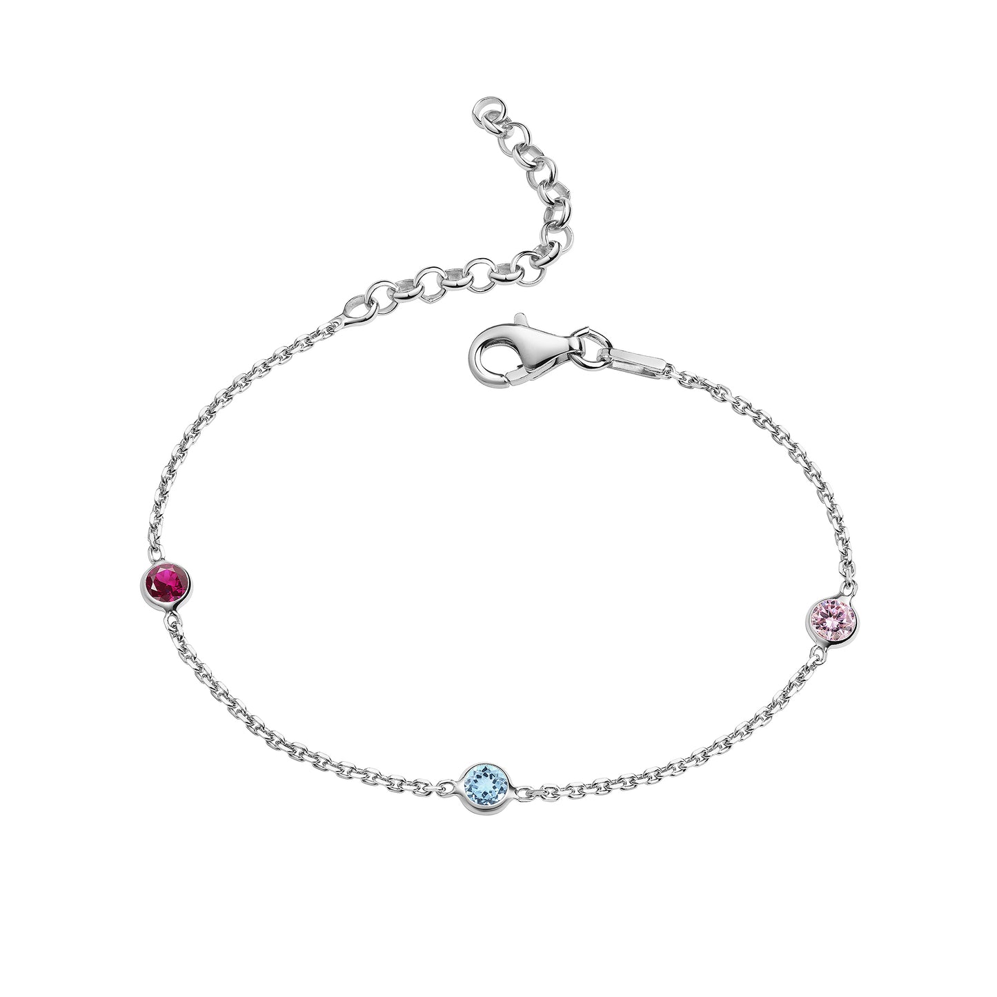 Armband Ankerkette 925/- Sterling Silber rhodiniert 18,0cm Zirkonia