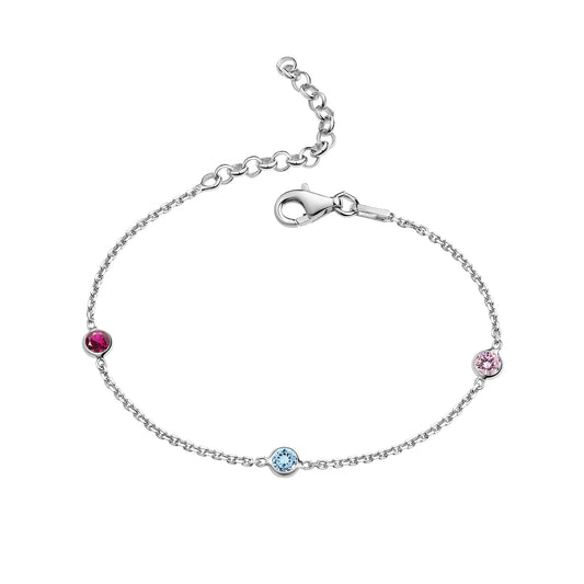 Armband Ankerkette 925/- Sterling Silber rhodiniert 18,0cm Zirkonia