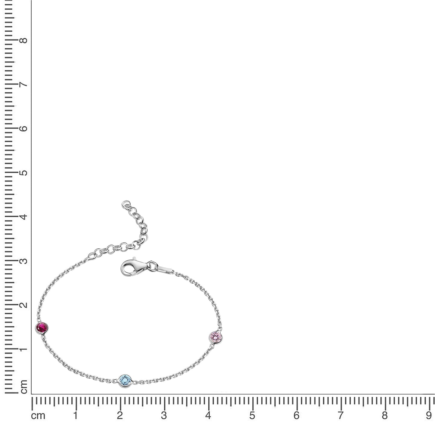 Armband Ankerkette 925/- Sterling Silber rhodiniert 18,0cm Zirkonia