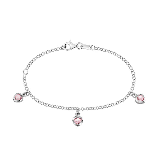Armband Ankerkette 925/- Sterling Silber rhodiniert 14+2,5cm Zirkonia